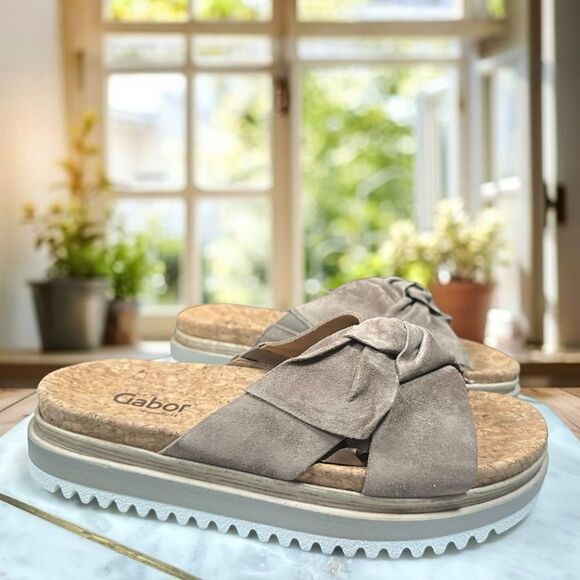 GABOR 82.851 Suede Sesame Platform Slip-on Slide Size 39 US 8.5 - Picture 8 of 15